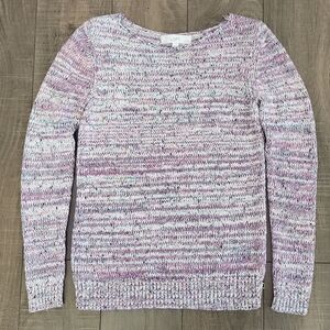 LOFT Pink Crew Neck Sweater Classic Knit Women's Size XXSP